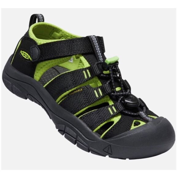 Keen NEWPORT H2 Youth Kids Black Lime Green Waterproof Sandals Size 5 - Picture 1 of 15